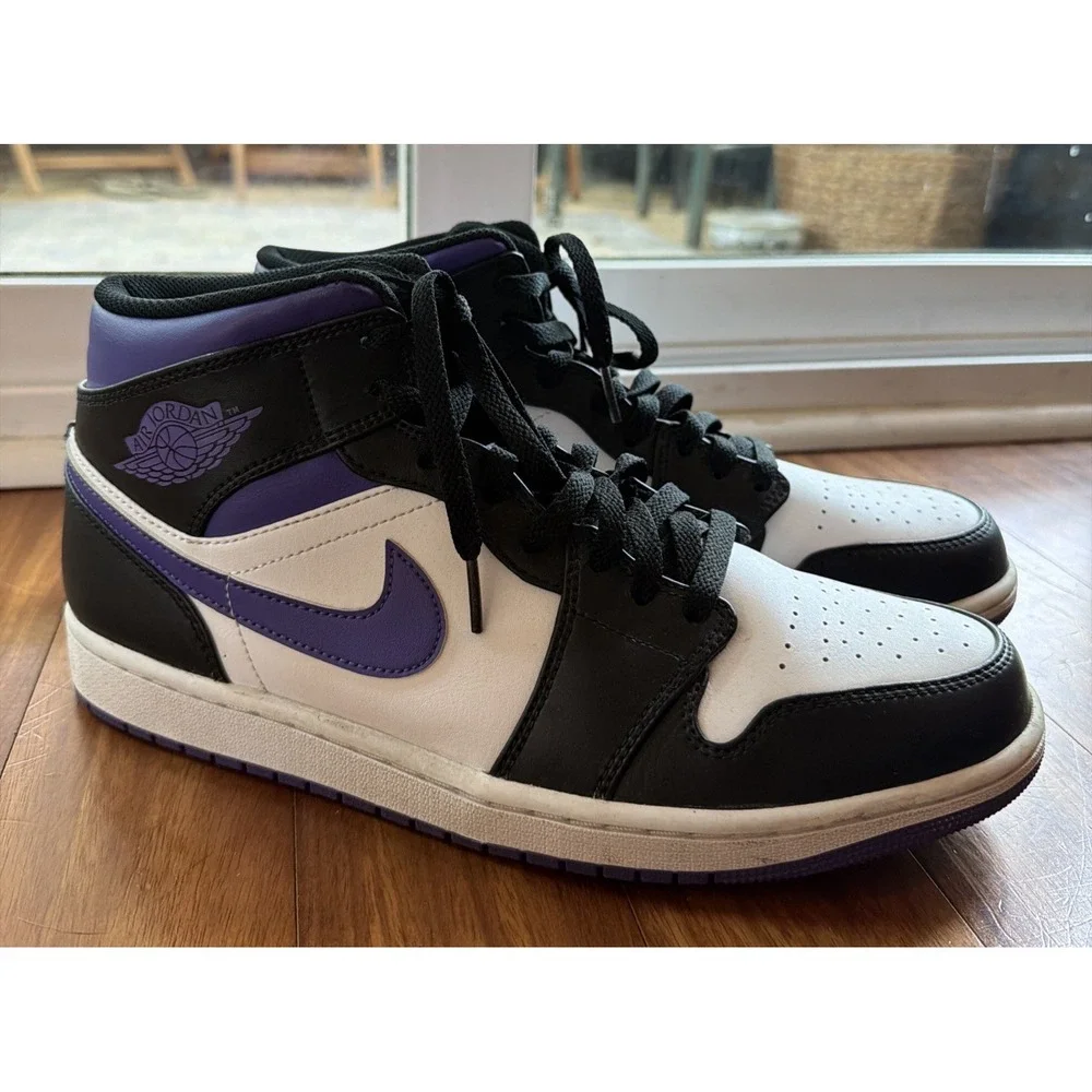 Air Jordan 1 MID Mens 11 Court Purple White Black